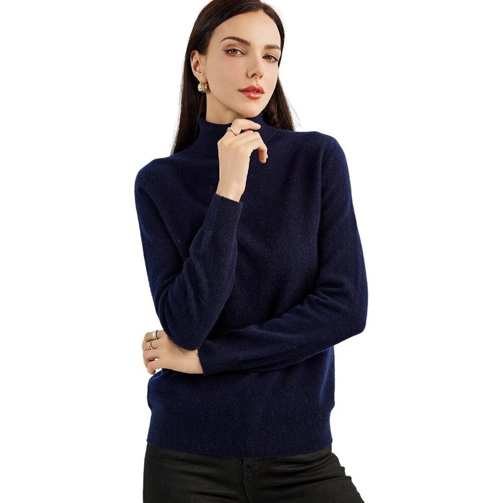 Women's Cashmere Sweater Turtleneck Long Sleeve Knit Pullover Large